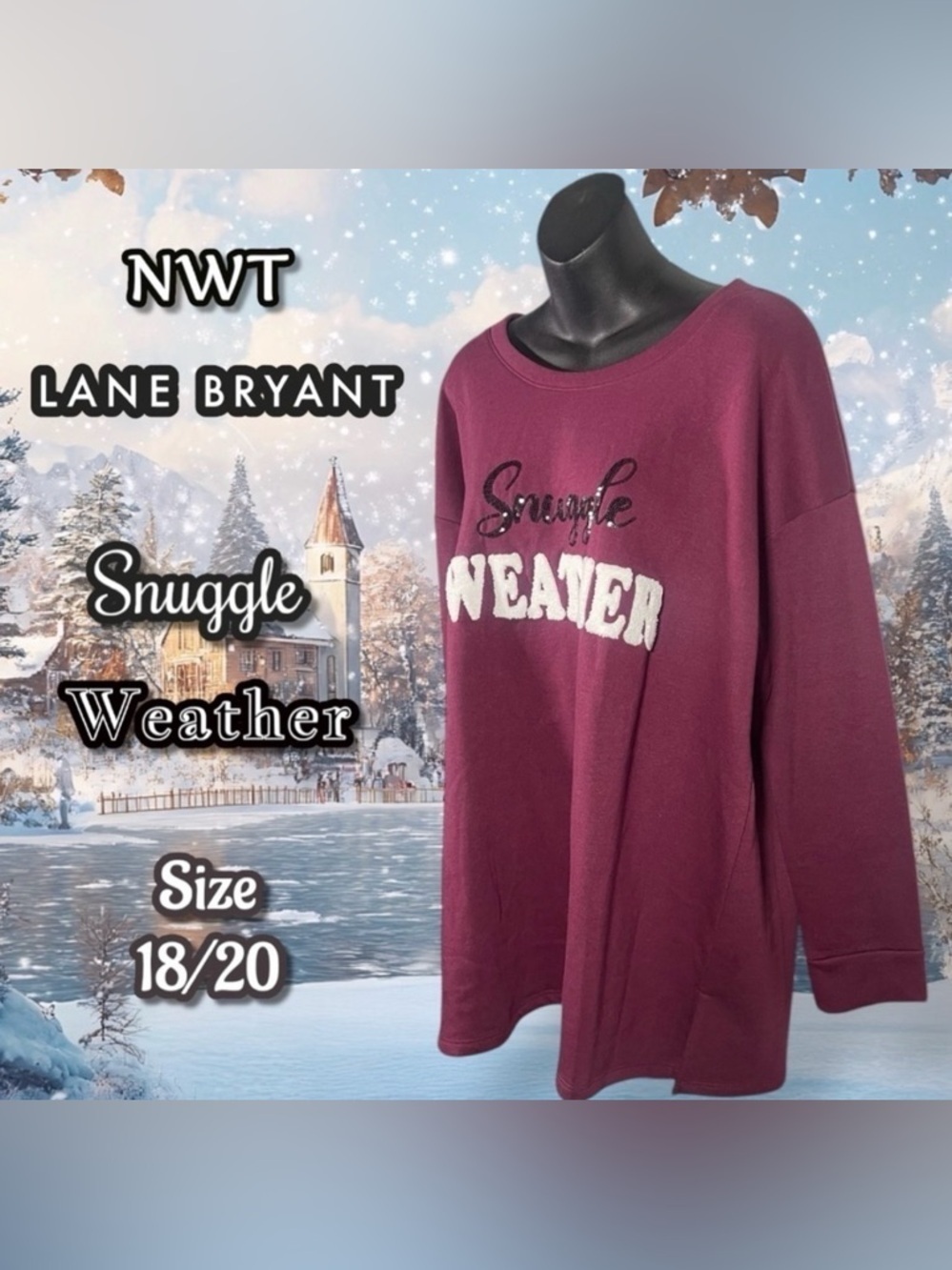 Lane Bryant NWT Soft Embellished Snuggle Weather Crew Neck Cozy Style Size 18/20